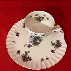 Violet Blossom Porcelain Teacup and Saucer Set